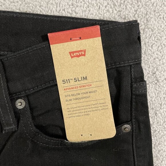 NEW Levis  511 Slim Fit  Men's W30 L30 Black Jeans 99% Cotton Elastane - Picture 9 of 10